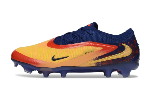 Nike Phantom GT Sapatos de futebol Navy Orange de corte baixo com upper de malha e cordões assimétricos para grama firme 8