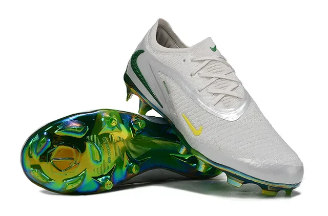 Nike Phantom GT Zapatos de Fútbol Blanco Verde Amarillo Iridiscente Firm Ground 3