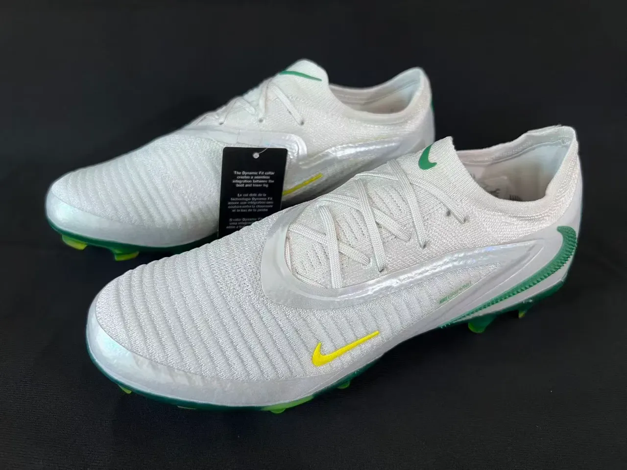 Nike Phantom GT Zapatos de Fútbol Blanco Verde Amarillo Iridiscente Firm Ground 15