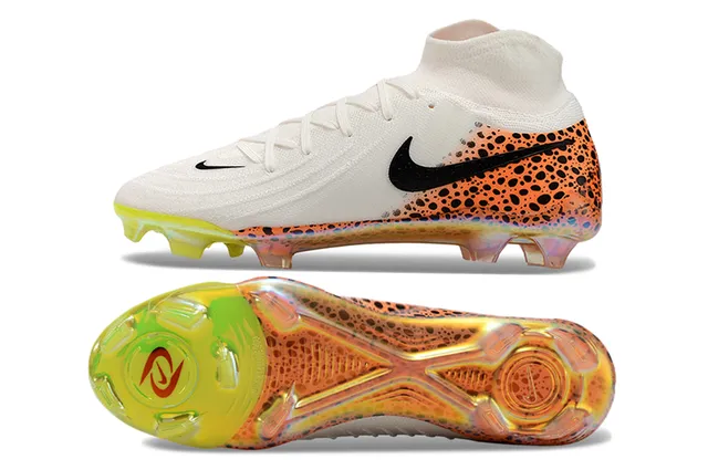 Nike Phantom GT সাদা কমলা উচ্চ-কাট সক-ফিট কলার ফার্ম-গ্রাউন্ড ফুটবল জুতা 6