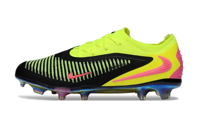 Nike Phantom GT Amarelo Preto Baixo Corte Malha Superior Cadarço Assimétrico Superfície Firme Sapatos de Futebol 7