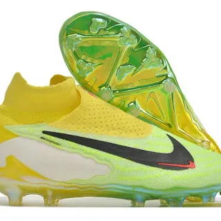 Nike Phantom GT Jaune Vert Ajustement chaussette Tissu supérieur Translucide TPU Semelle Terrain ferme Chaussures de football