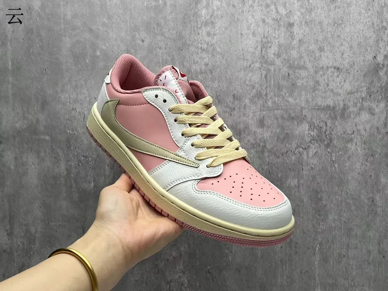 Nike Pink Beige Low-Top Layered Leather Lifestyle Sneakers 2