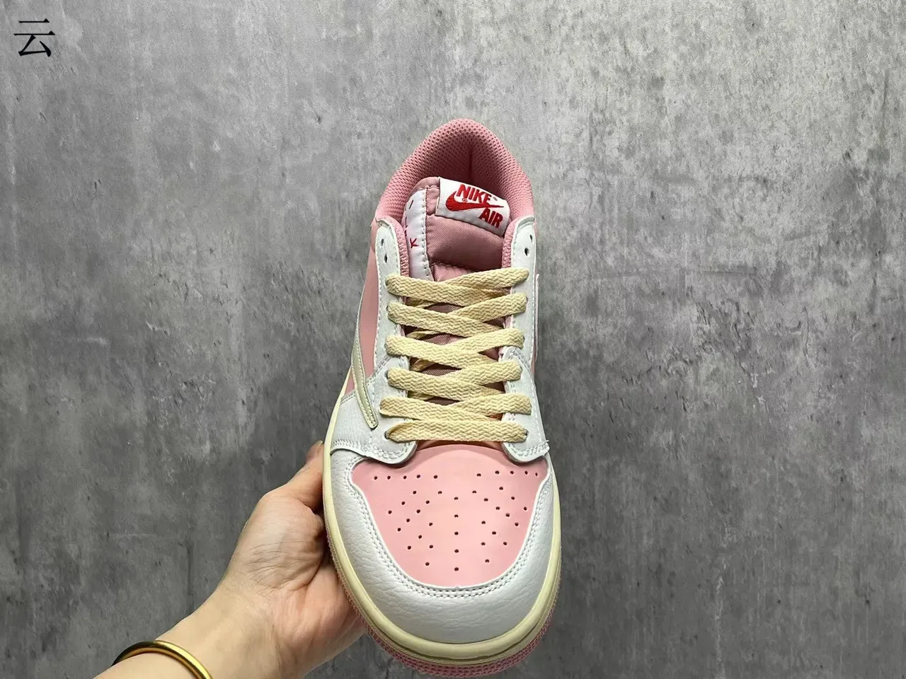 Nike Pink Beige Low-Top Layered Leather Lifestyle Sneakers 3