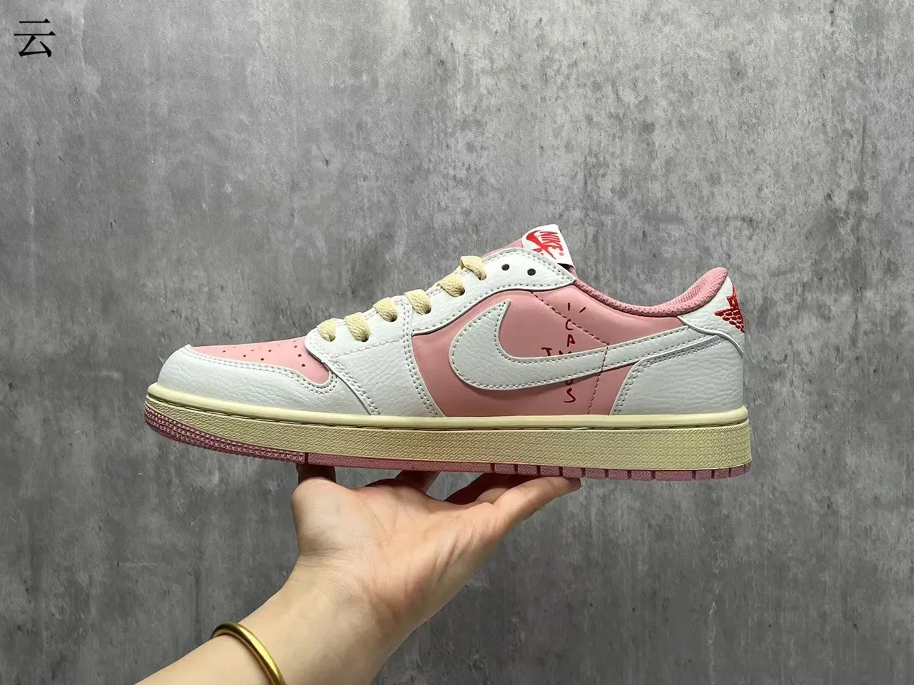 Nike Pink Beige Low-Top Layered Leather Lifestyle Sneakers 5