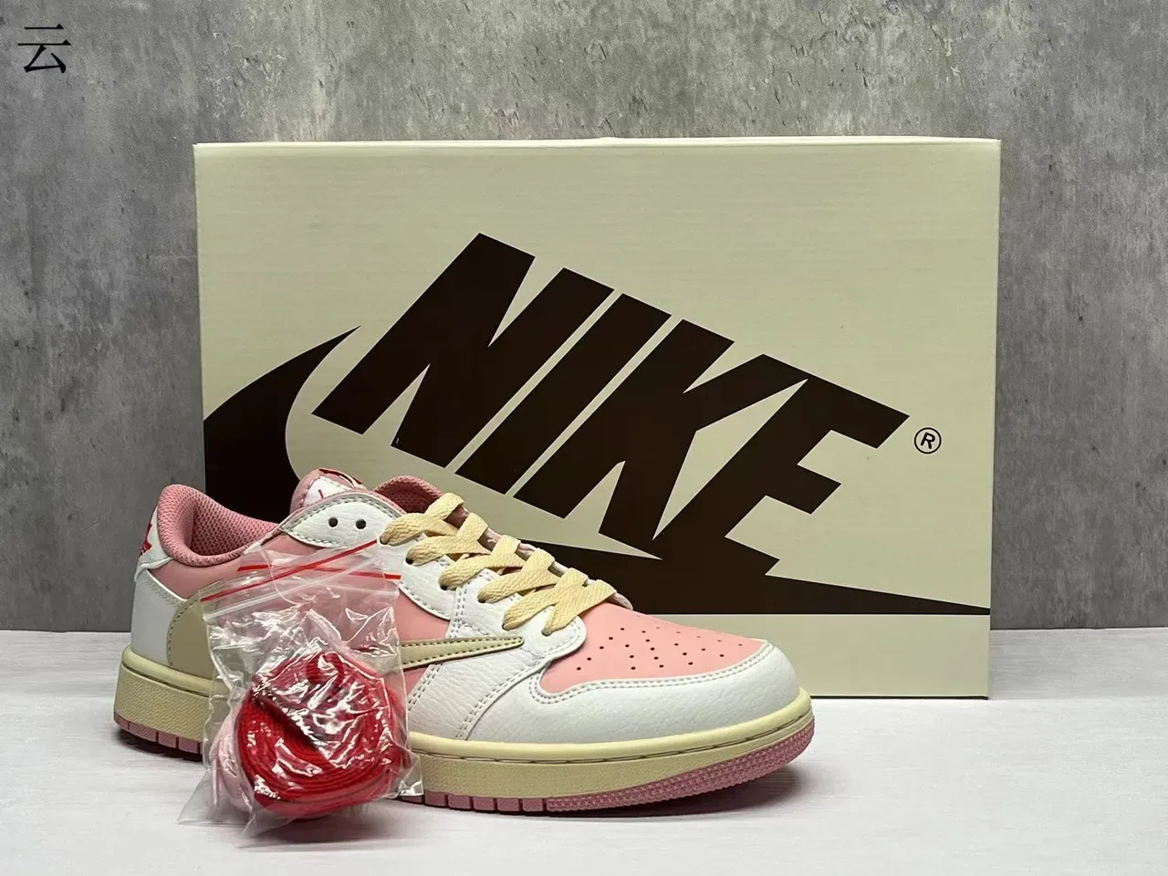 Nike Pink Beige Low-Top Layered Leather Lifestyle Sneakers 7