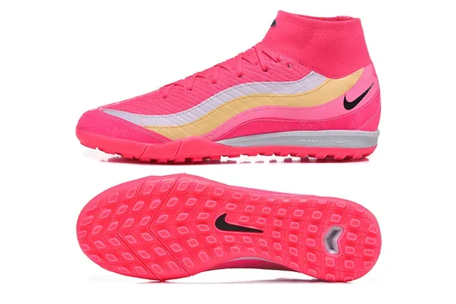 نايك أحذية كرة القدم للعشب الاصطناعي عالية Flyknit وردي ذهبي 9