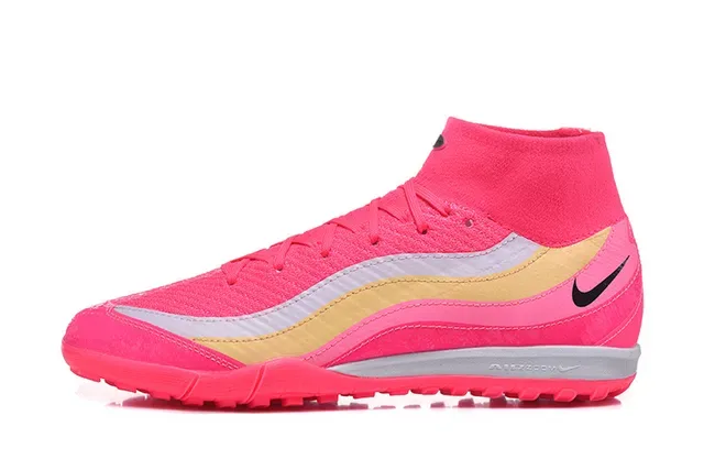 نايك أحذية كرة القدم للعشب الاصطناعي عالية Flyknit وردي ذهبي 10