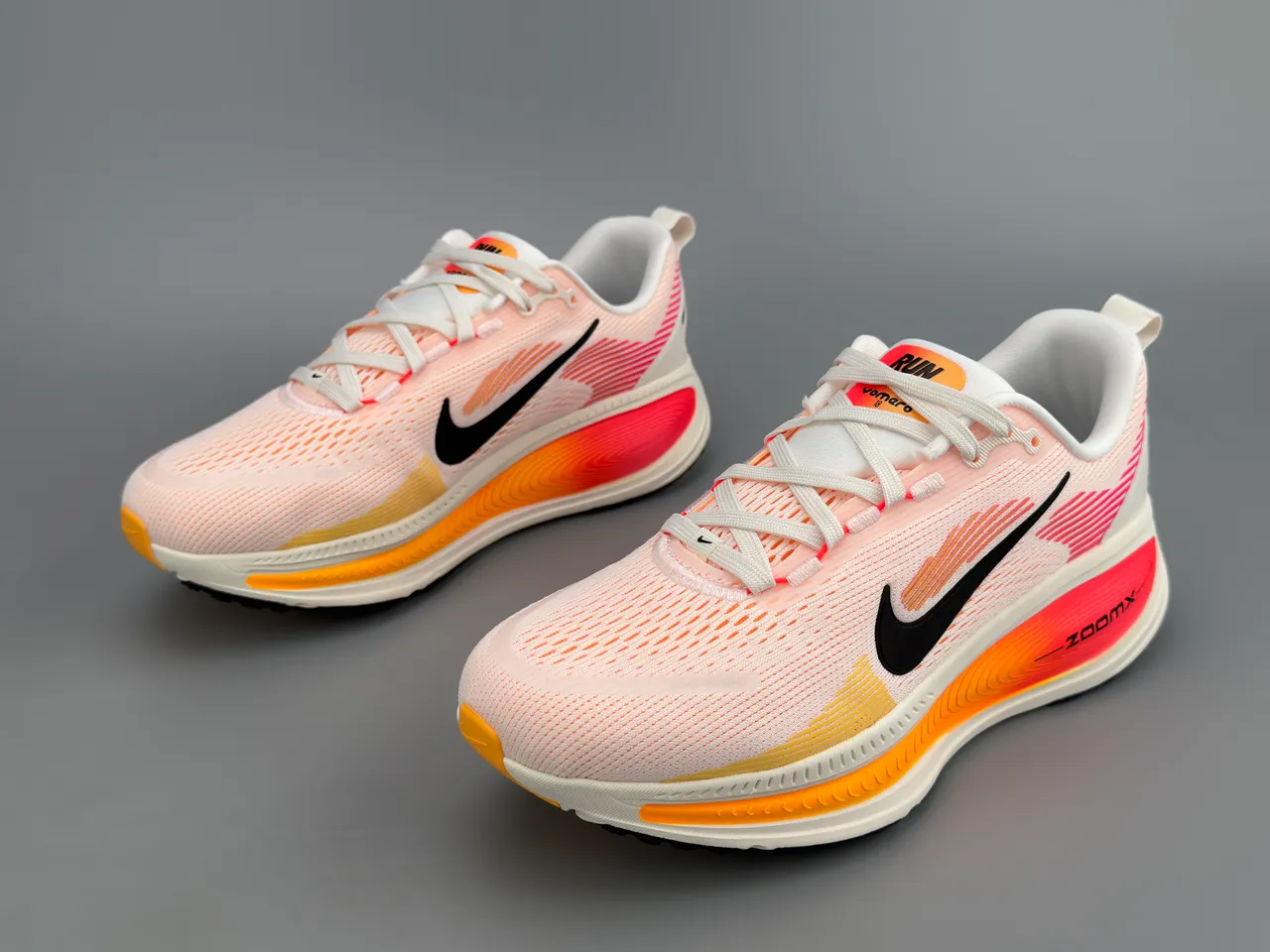 Nike Pink Orange Engineered Knit Upper Gradient Midsole Running Shoes 5