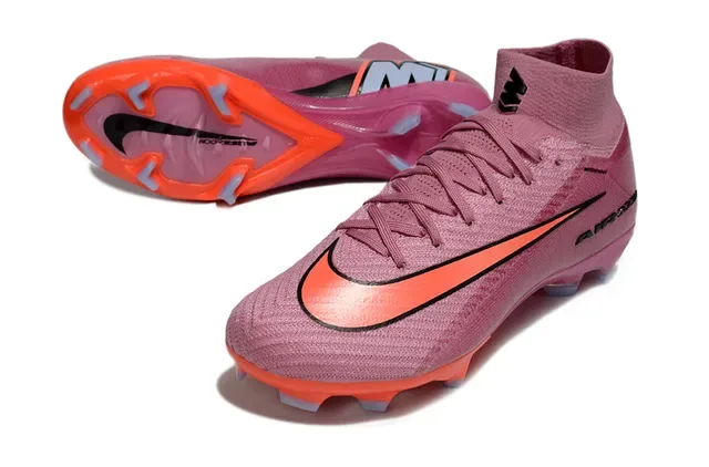 Nike粉橙高切飞线网面钉面草地足球鞋 3
