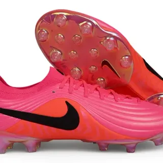 Nike Pink Orange Wave-Textured Synthetic Upper Sock-Fit Collar Firm-Ground Soccer Shoes
