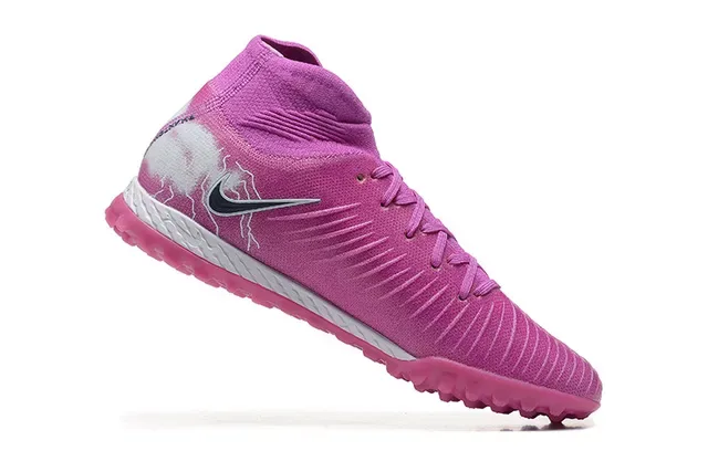 Nike Tênis de Futebol Turf High-Top com Colar de Meia, Upper Sintético Texturizado, Rosa e Branco 3
