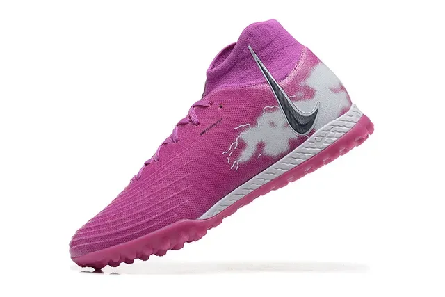 Nike Tênis de Futebol Turf High-Top com Colar de Meia, Upper Sintético Texturizado, Rosa e Branco 4