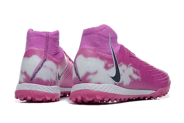 Nike Tênis de Futebol Turf High-Top com Colar de Meia, Upper Sintético Texturizado, Rosa e Branco 5