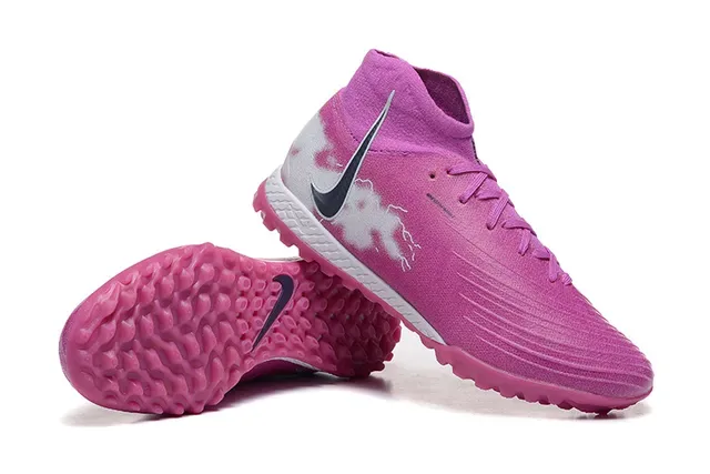Nike Tênis de Futebol Turf High-Top com Colar de Meia, Upper Sintético Texturizado, Rosa e Branco 6