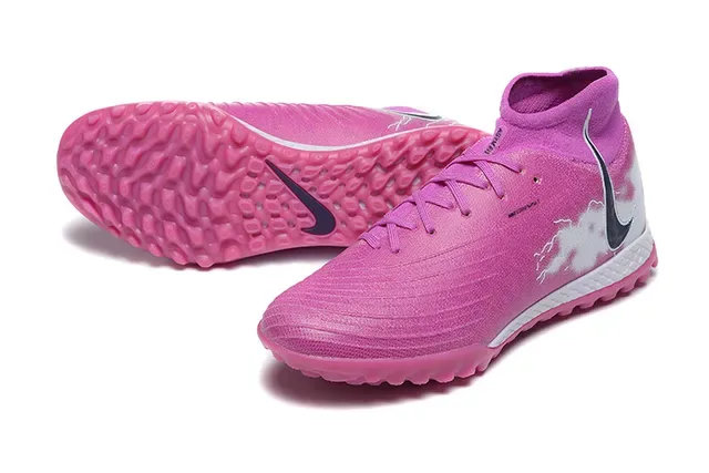 Nike Tênis de Futebol Turf High-Top com Colar de Meia, Upper Sintético Texturizado, Rosa e Branco 7