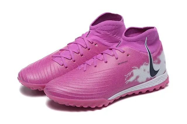 Nike Tênis de Futebol Turf High-Top com Colar de Meia, Upper Sintético Texturizado, Rosa e Branco 8