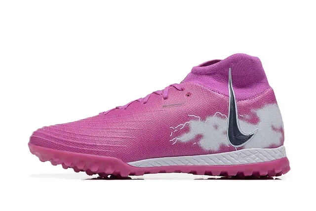 Nike Tênis de Futebol Turf High-Top com Colar de Meia, Upper Sintético Texturizado, Rosa e Branco 10