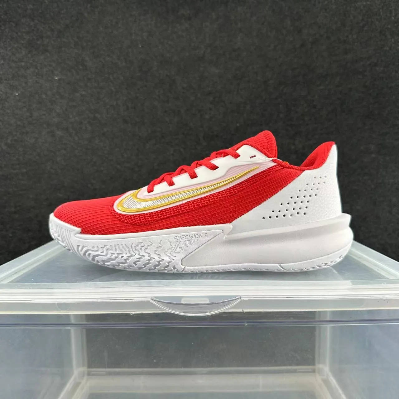 Nike Precision 7 Red White Gold Basketball Shoes 2