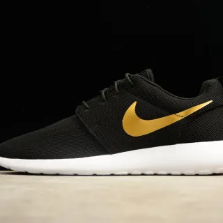 Nike Roshe One أحذية سوداء وذهبية أسلوب حياة
