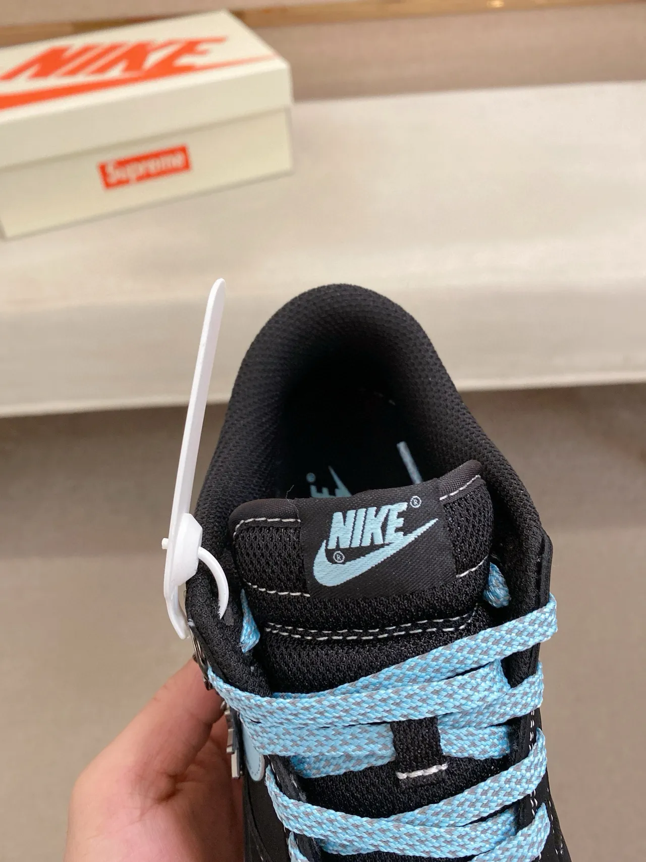 Nike SB Dunk Low কালো হালকা নীল Stussy স্কেটবোর্ড জুতো 5