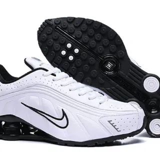 Nike Shox R4 أبيض أسود حذاء أسلوب الحياة