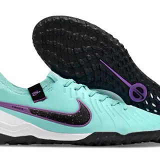 Nike Tiempo Blue Purple Low-Cut Synthetic Upper Textured Ribbed Forefoot Turf Soccer Shoes