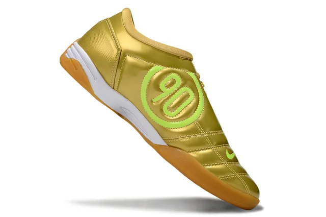 Nike Total 90 III Dorado metálico Verde lima Zapatos de fútbol indoor 2