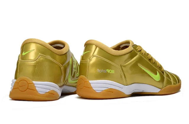 Nike Total 90 III Dorado metálico Verde lima Zapatos de fútbol indoor 5