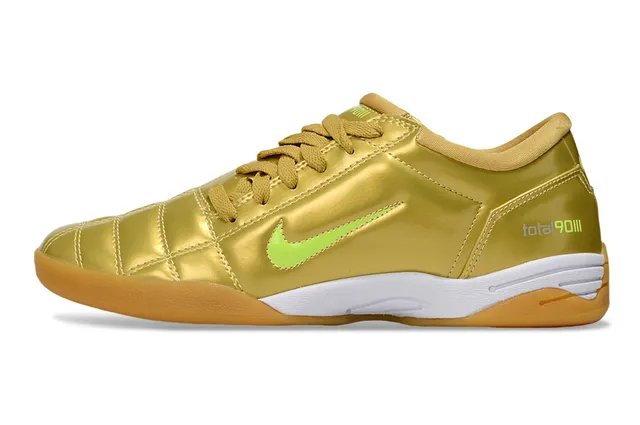 Nike Total 90 III Dorado metálico Verde lima Zapatos de fútbol indoor 7