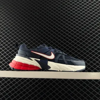 Nike V2K RUN Navy Red Jaula Sintética Multicamadas Solado médio em forma de onda Tênis Chunky