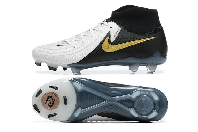 Nike White Black High-Cut Sock-Fit Collar Asymmetrical Lacing Firm-Ground Soccer Shoes 9