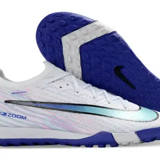 Nike Tênis de futebol turf branco e azul upper knit swoosh iridiscente
