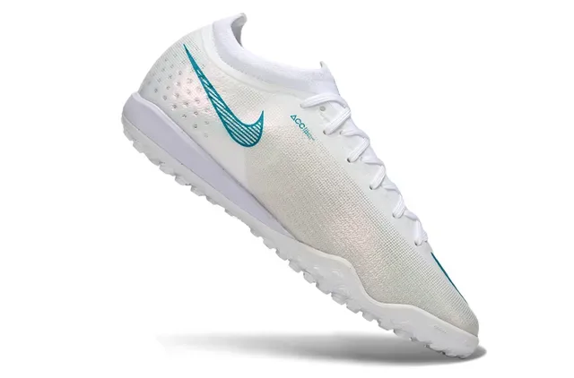 Nike White Blue Knit Upper Teal Accent Stripe Turf Soccer Shoes 2