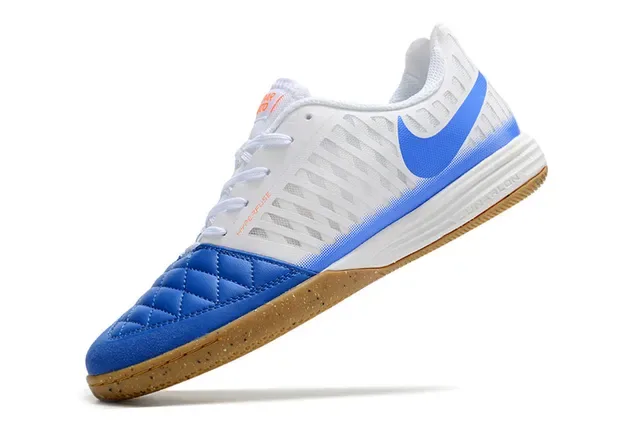 Nike Blanco Azul Capuchón acolchado Panel lateral malla diamante Zapatos de fútbol indoor 7