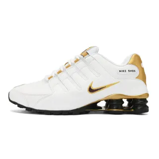 Nike أبيض ذهبي جلد علوي Swoosh نمط حياة أحذية رياضية