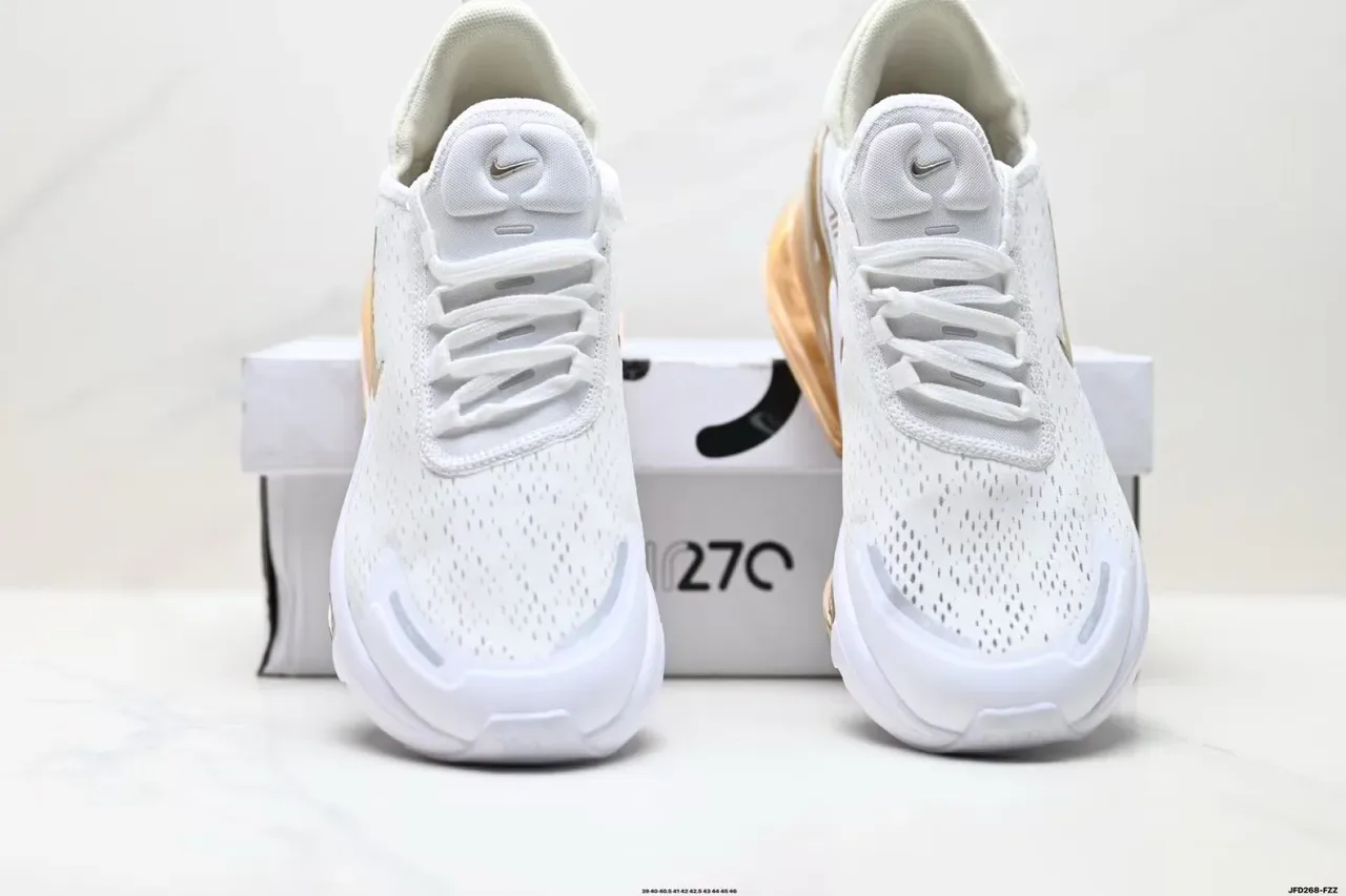 Nike White Gold Perforated Engineered Mesh Upper Translucent Amber Air Unit Lifestyle Sneakers 4