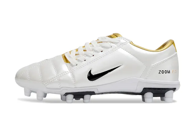 Nike সাদা সোনা কুইল্টেড সিন্থেটিক আপার লো-কাট সিলুয়েট ফার্ম-গ্রাউন্ড সকার শোজ 8