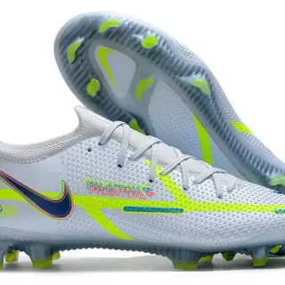 Nike White Green Engineered Mesh Upper Dynamic Fit Collar Firm-Ground Soccer Shoes