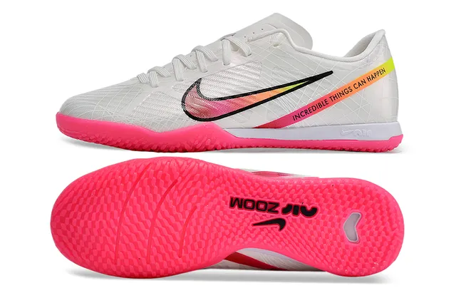 Nike Zapatos de fútbol indoor blanco y rosa low-top de upper sintético de malla 6