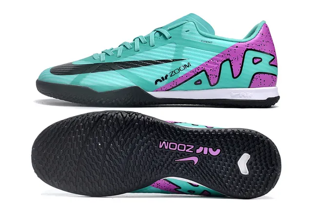 Nike Zapatos de fútbol indoor blanco y rosa low-top de upper sintético de malla 20