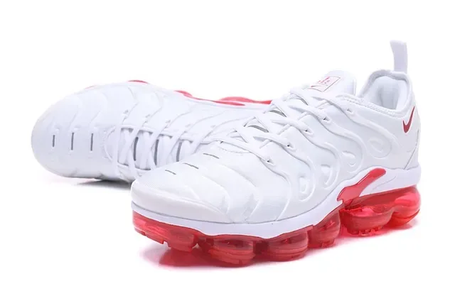 Nike White Red Mesh Upper Translucent Full-Length Air Unit Sole Lifestyle Sneakers 2