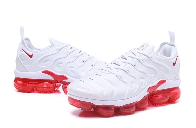 Nike White Red Mesh Upper Translucent Full-Length Air Unit Sole Lifestyle Sneakers 4