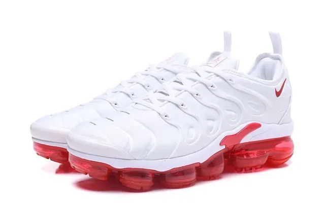 Nike White Red Mesh Upper Translucent Full-Length Air Unit Sole Lifestyle Sneakers 6