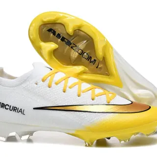 Nike Blanc Jaune Bas Maille Tricotée Gradiente Swoosh Firm-Ground Chaussures de Football