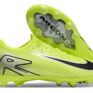 Nike Chaussures de football jaune noir néon upper de knit Swoosh overlay pour terrain ferme