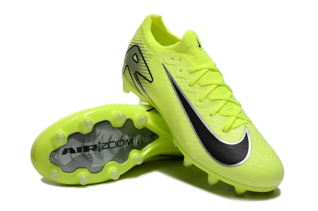 Nike Chaussures de football jaune noir néon upper de knit Swoosh overlay pour terrain ferme 3