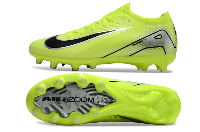 Nike Chaussures de football jaune noir néon upper de knit Swoosh overlay pour terrain ferme 5