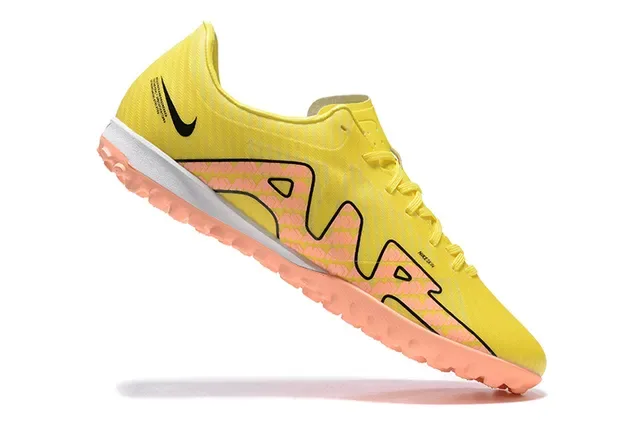 Nike पीला नारंगी लो-कट सिंथेटिक अपर रिब्ड टेक्सचर टर्फ फुटबॉल जूते 3