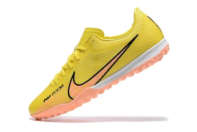 Nike पीला नारंगी लो-कट सिंथेटिक अपर रिब्ड टेक्सचर टर्फ फुटबॉल जूते 4